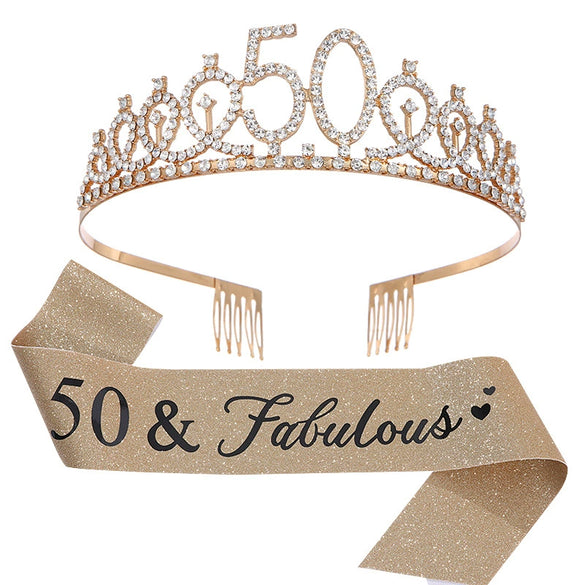 Girls Birthday Crown Shoulder Strap Set Alloy Electroplating Simple Style