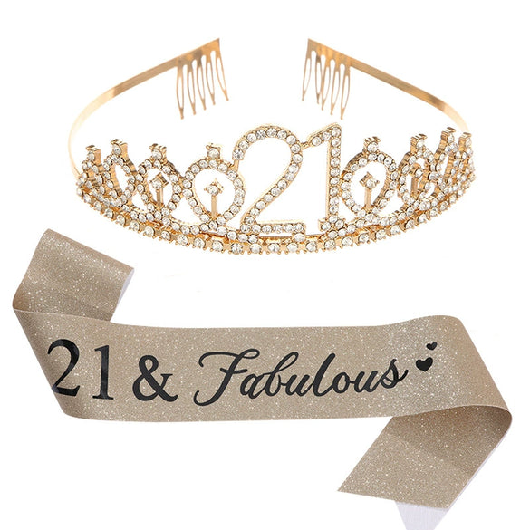 Girls Birthday Crown Shoulder Strap Set Alloy Electroplating Simple Style