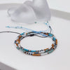 Girls Bohemian Retro Handwoven Glass And Glaze Tiny Bracelet With Geometric Pattern