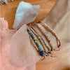 Girls Bohemian Style Handwoven Bracelet With Glass Glaze And Agate Natural Stone Beads Geometric Pattern