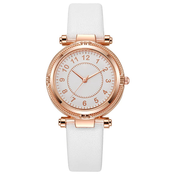 Girls' Casual Allmatch Mini Elegant Student Belt Watch Alloy Case Ordinary Glass Mirror Iron Buckle Imitation Leather Strap Round Dial