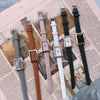 Girls' Casual Retro Leisure Square Watch With Alloy Case Stainless Steel Buckle And Imitation Leather Strap