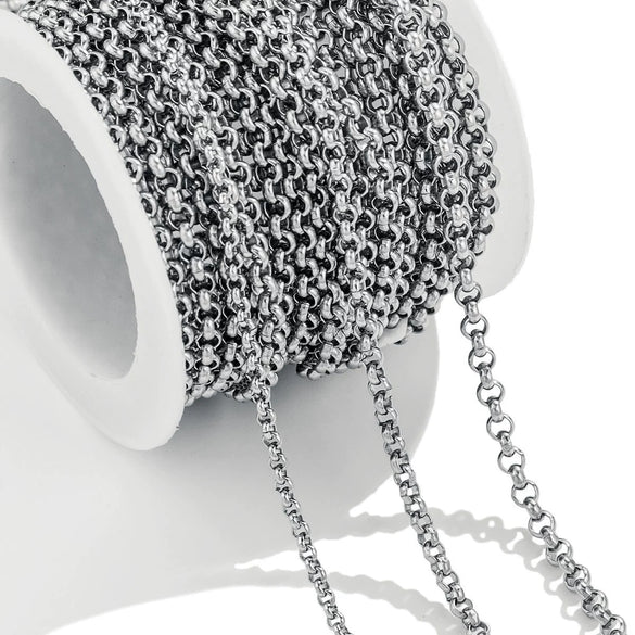 Girls Clavicle Sweater Pendant Chain Stainless Steel Oshaped Round Pearl Rice Chain With Electrolytic Polishing