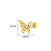 Girls Cochlear Ear Studs Copper Inlaid Zircon Pink Love Bow Titanium Steel Electroplated Flower Pattern