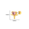 Girls Cochlear Ear Studs Copper Inlaid Zircon Pink Love Bow Titanium Steel Electroplated Flower Pattern