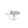 Girls Cochlear Ear Studs Copper Inlaid Zircon Pink Love Bow Titanium Steel Electroplated Flower Pattern