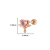 Girls Cochlear Ear Studs Copper Inlaid Zircon Pink Love Bow Titanium Steel Electroplated Flower Pattern