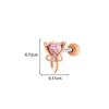 Girls Cochlear Ear Studs Copper Inlaid Zircon Pink Love Bow Titanium Steel Electroplated Flower Pattern