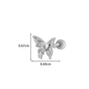 Girls Cochlear Ear Studs Copper Inlaid Zircon Pink Love Bow Titanium Steel Electroplated Flower Pattern