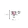 Girls Cochlear Ear Studs Copper Inlaid Zircon Pink Love Bow Titanium Steel Electroplated Flower Pattern