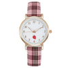 Girls Cute Fashion Quartz Watches Alloy Case Imitation Leather Strap Strawberry Pattern Round Dial