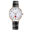 Girls Cute Fashion Quartz Watches Alloy Case Imitation Leather Strap Strawberry Pattern Round Dial
