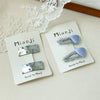Girls Fabric Handmade Star Bow Hair Clips In Sea Blue And Silver With Rhinestone Bangs And Duckbill Clips
