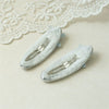 Girls Fabric Handmade Star Bow Hair Clips In Sea Blue And Silver With Rhinestone Bangs And Duckbill Clips