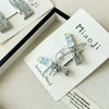 Girls Fabric Handmade Star Bow Hair Clips In Sea Blue And Silver With Rhinestone Bangs And Duckbill Clips