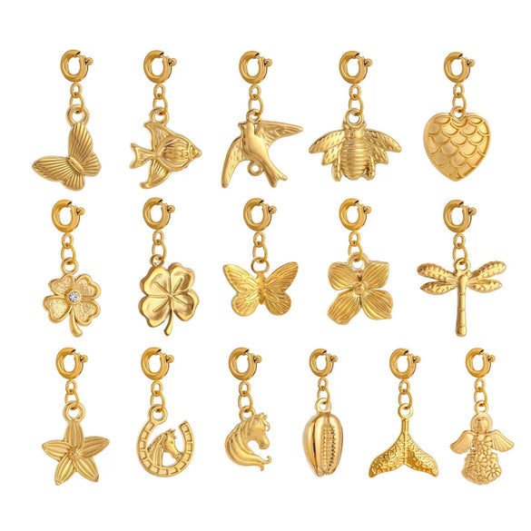 Girls Fashion Marine Life Insect Flower And Grass Series Stainless Steel Pendant Furnace Vacuum Plated