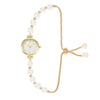 Girls Fashion Pearl Alloy Quartz Watch With Square Pullout Design