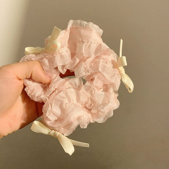 Girls Hair Accessories Mesh Handmade Ballet Bow Ribbon Hair Rope And Hair Ring