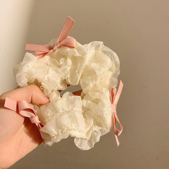 Girls Hair Accessories Mesh Handmade Ballet Bow Ribbon Hair Rope And Hair Ring
