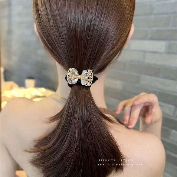 Girls Hair Accessories Rubber Band Hair Tie Headband With Rhinestones Handmade