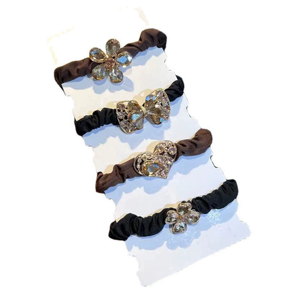 Girls Hair Accessories Rubber Band Hair Tie Headband With Rhinestones Handmade