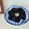 Girls Hair Tie Scrunchie Lace Polka Dot Blue Plaid Handmade