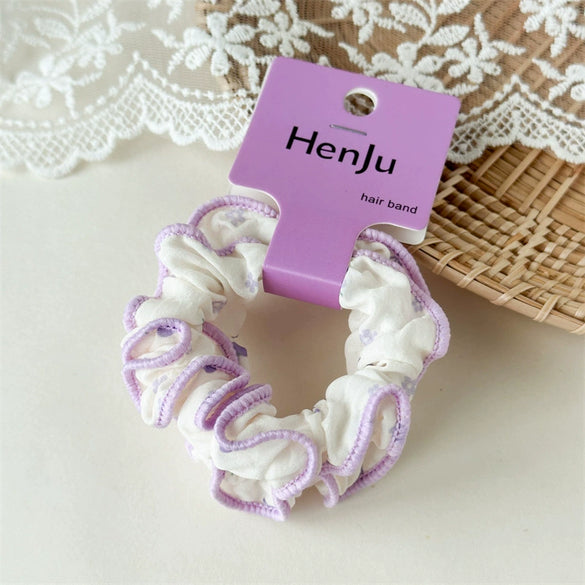Girls Hair Ties Fresh Simple Pastelcolored Floral Lace Fabric Handmade
