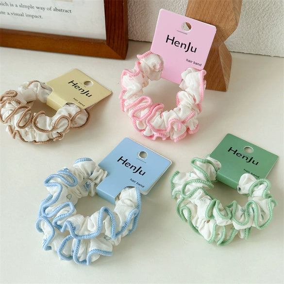 Girls Hair Ties Fresh Simple Pastelcolored Floral Lace Fabric Handmade