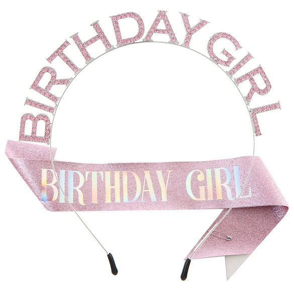 Girls' Hairband And Shoulder Strap Belt Alloy Glitter Cloth Semimanual Semimechanical Pink Glitter Style