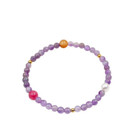 Girls' Handmade Beaded Bracelet With Amethyst Freshwater Pearl Yellow Agate Artificial Crystal Geometric Pattern