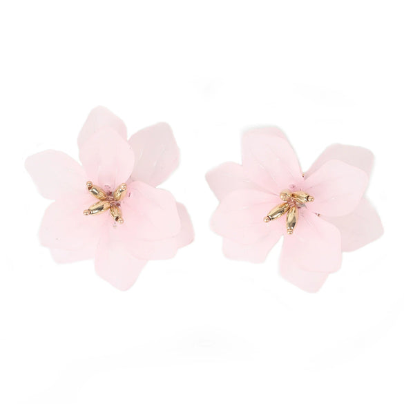 Girls Heart Fresh Bohemian Earrings Made Of White Frosted Resin In Flower Shape With Geometric Pattern And Electroplating Design