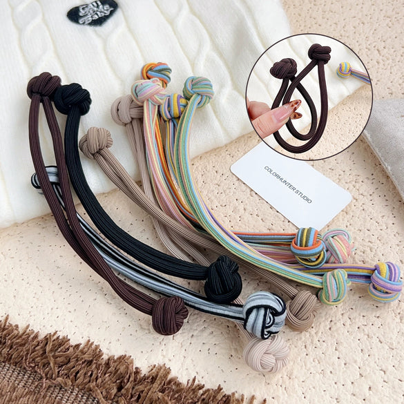 Girls High Elastic Durable Cord Head Rope For High Ponytail With Button As Headdress