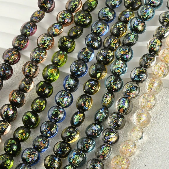 Girls Jewelry Copper Heart Flat Bead Electroplated Foil Glazed Hand Beaded Accessories