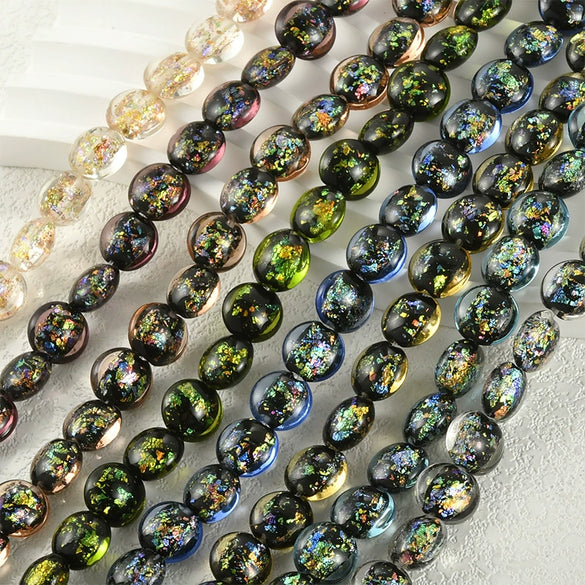 Girls Jewelry Copper Heart Flat Bead Electroplated Foil Glazed Hand Beaded Accessories