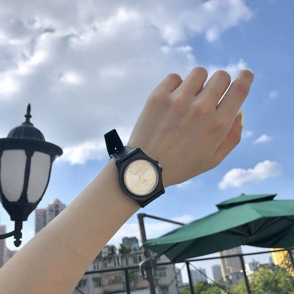 Girls' Leisure Plastic And Silicone Round Dial Watch