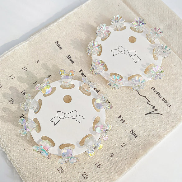 Girls Mini Handmade Handpainted Geometric Hair Clips