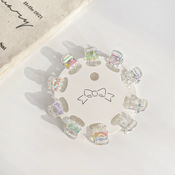 Girls Mini Handmade Handpainted Geometric Hair Clips