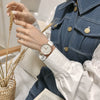 Girls Retro Artistic Quartz Watch Alloy Case Pu Strap Round Dial