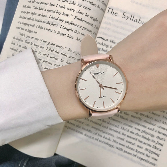 Girls Retro Artistic Quartz Watch Alloy Case Pu Strap Round Dial