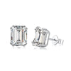 Girls S925 Sterling Silver Geometric Emerald Cut Zircon Earrings With Electroplating