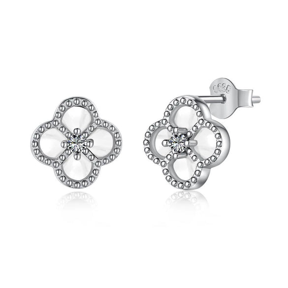Girls S925 Sterling Silver Geometric Emerald Cut Zircon Earrings With Electroplating
