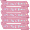 Girls Shoulder Strap Glitter Fabric Hot Stamping Pink Colorful Lettering Birthday Theme