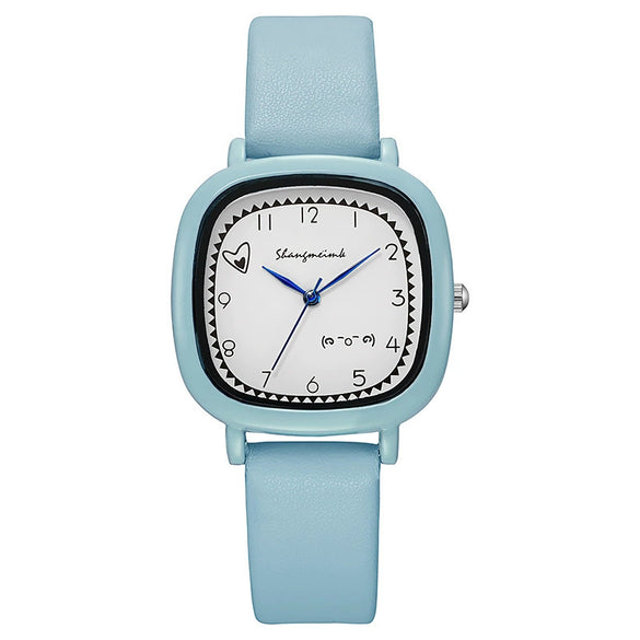 Girls Square Alloy Pu Strap Fresh Style Watch