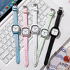 Girls Square Alloy Pu Strap Fresh Style Watch