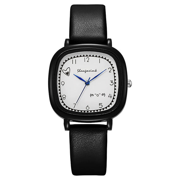 Girls Square Alloy Pu Strap Fresh Style Watch