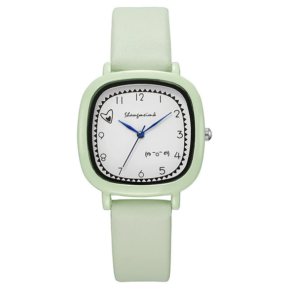 Girls Square Alloy Pu Strap Fresh Style Watch