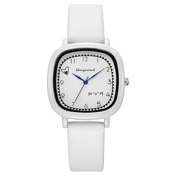 Girls Square Alloy Pu Strap Fresh Style Watch