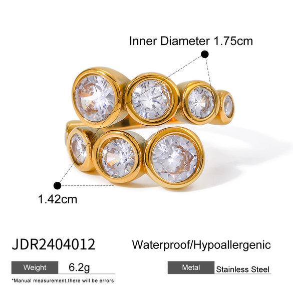 Girls Stainless Steel Open Ring Electroplating Simple Light Luxury Stacked Ring