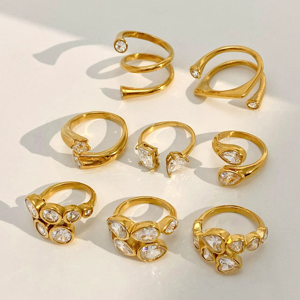 Girls Stainless Steel Open Ring Electroplating Simple Light Luxury Stacked Ring
