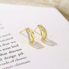 Girls 925 Sterling Silver Diamondshaped Doublerow Highend Electroplated 18K Gold Earrings